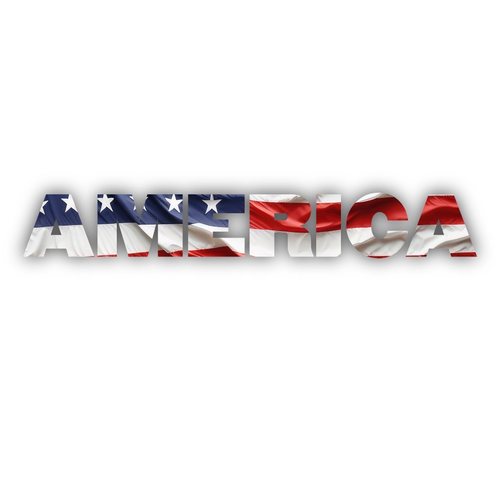 America Waving American Flag Lettering Cut To Shape Vinyl Sticker