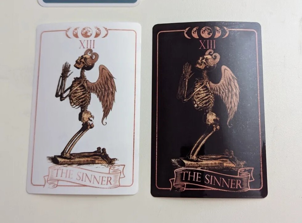 THE SINNER tarot 'card' die-cut printed vinyl sticker black or white