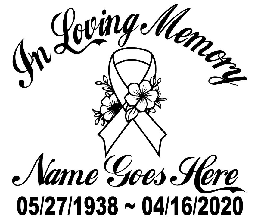 In Loving Memory Decal Cancer Ribbon Flowers Floral Car Vinyl Sticker Custom