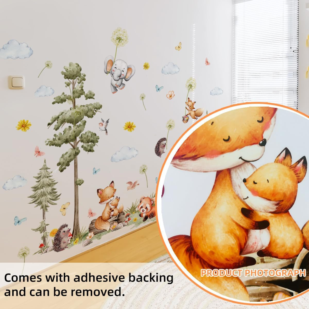 Jungle Animals Wall Decals – Peel & Stick Tree Stickers for Nursery