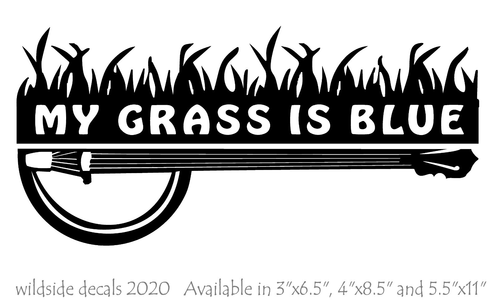 My Grass Is Blue Decal with Banjo Car Vinyl Bluegrass Music Sticker