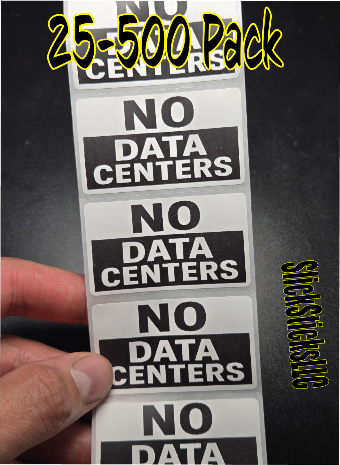 "NO DATA CENTERS" 25-500Pack bulk stickers decals labels vote anti stop out sign