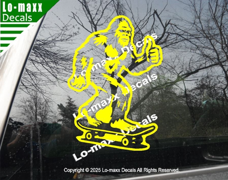 Sasquatch Yeti Skateboard Car Truck Funny Bigfoot Vinyl Sticker Die Cut Decal