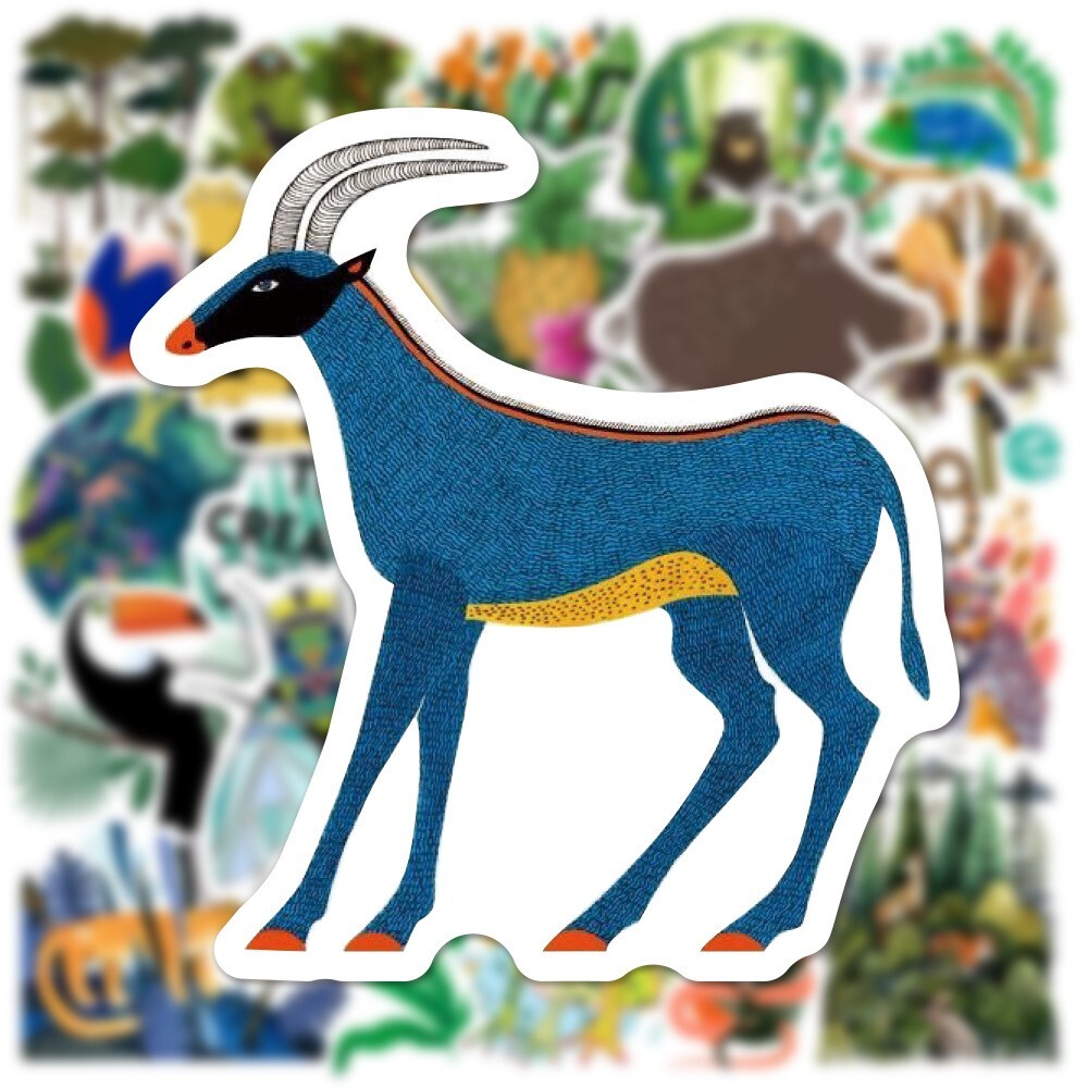 50pcs WILDLIFE Animal Stickers, Water Bottle Laptop No Residue Stickers, #045