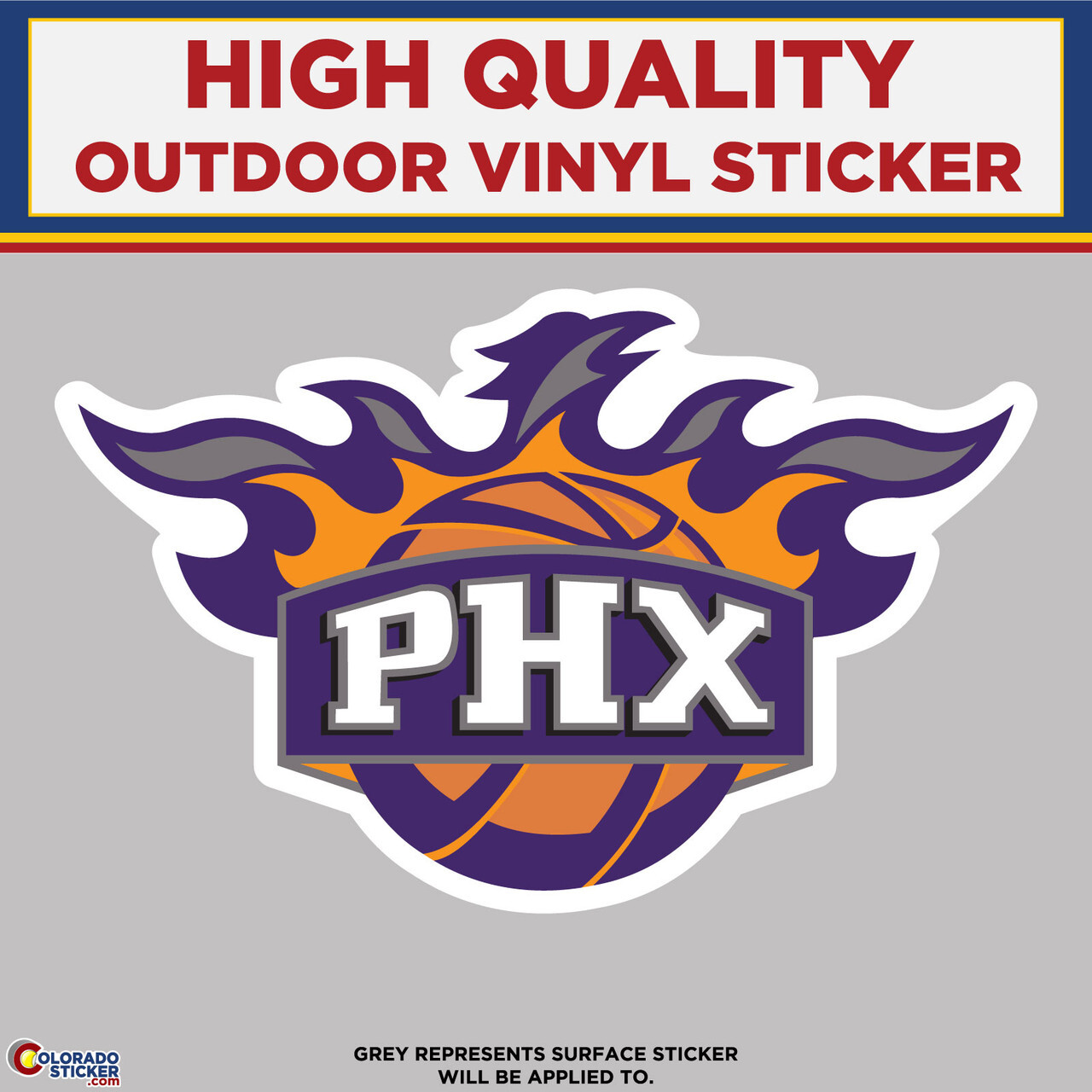 Phoenix Suns with Flames, High Quality Vinyl Stickers