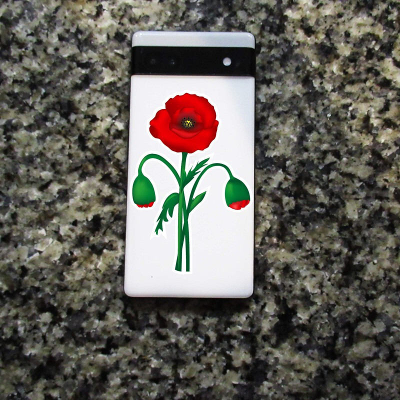 Beautiful Red Poppy Vinyl Sticker Waterproof Flower Decal for Laptops Bottles