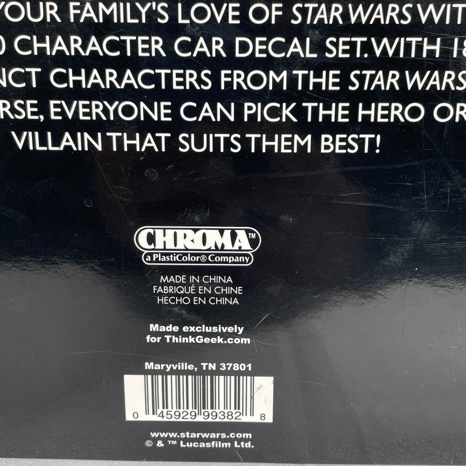 Star Wars Family Car Decals Set 50 Piece ThinkGeek Vader Yoda Chewbacca NEW