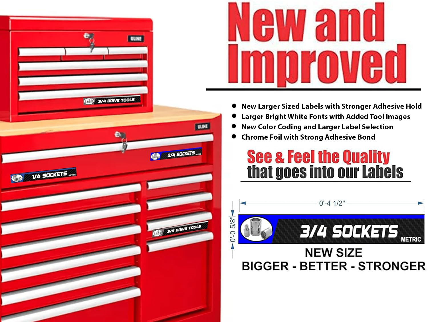 Ultimate Adhesive Toolbox Label Set – 90 Labels – Organize Box Drawers & Tools
