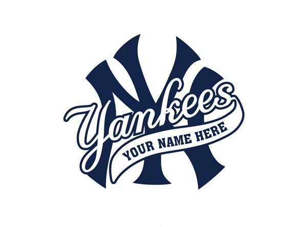 NY Yankees Logo Wall Decal w/ Your Name or Original Wording Home Car Decor