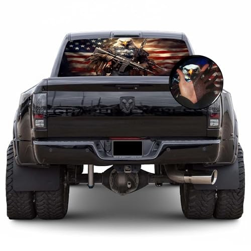 Truck Back Window Graphics – Bald Eagle American Flag Decal (P546) – USA Flag