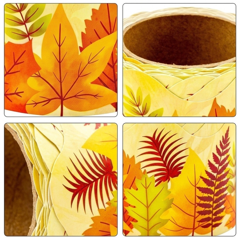 Yellow Paper Maple Leaf Stickers for Office Study Space Decoration 10 Meters