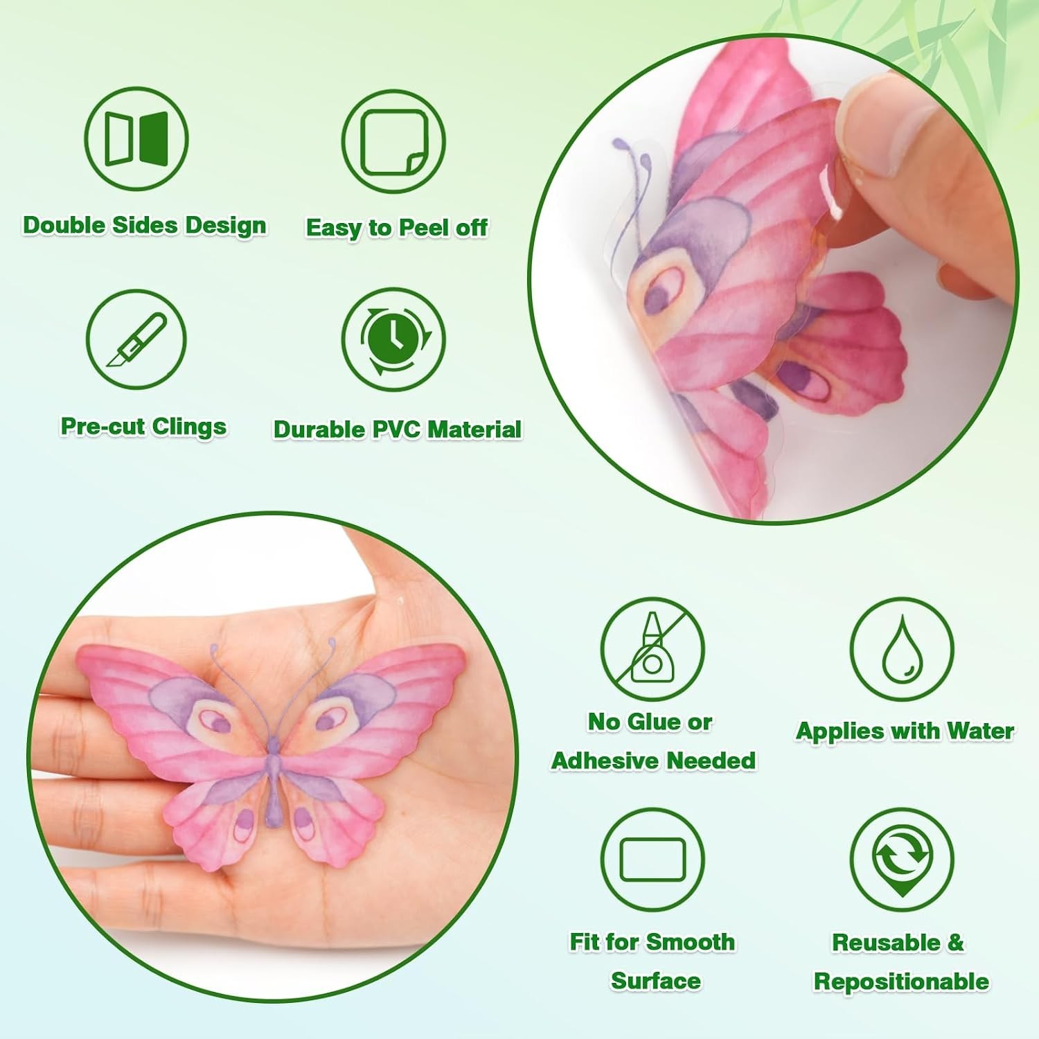 Spring Window Cling Sticker – 83PCS Tulip Butterfly Flower Hummingbirds Windo…