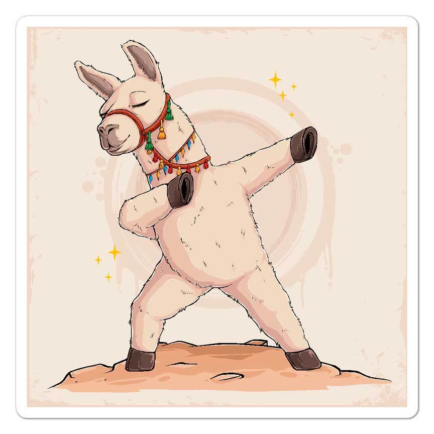 Dabbing Llama Alpaca, Vinyl Decal Sticker, Indoor Outdoor, 3 Sizes, #8112