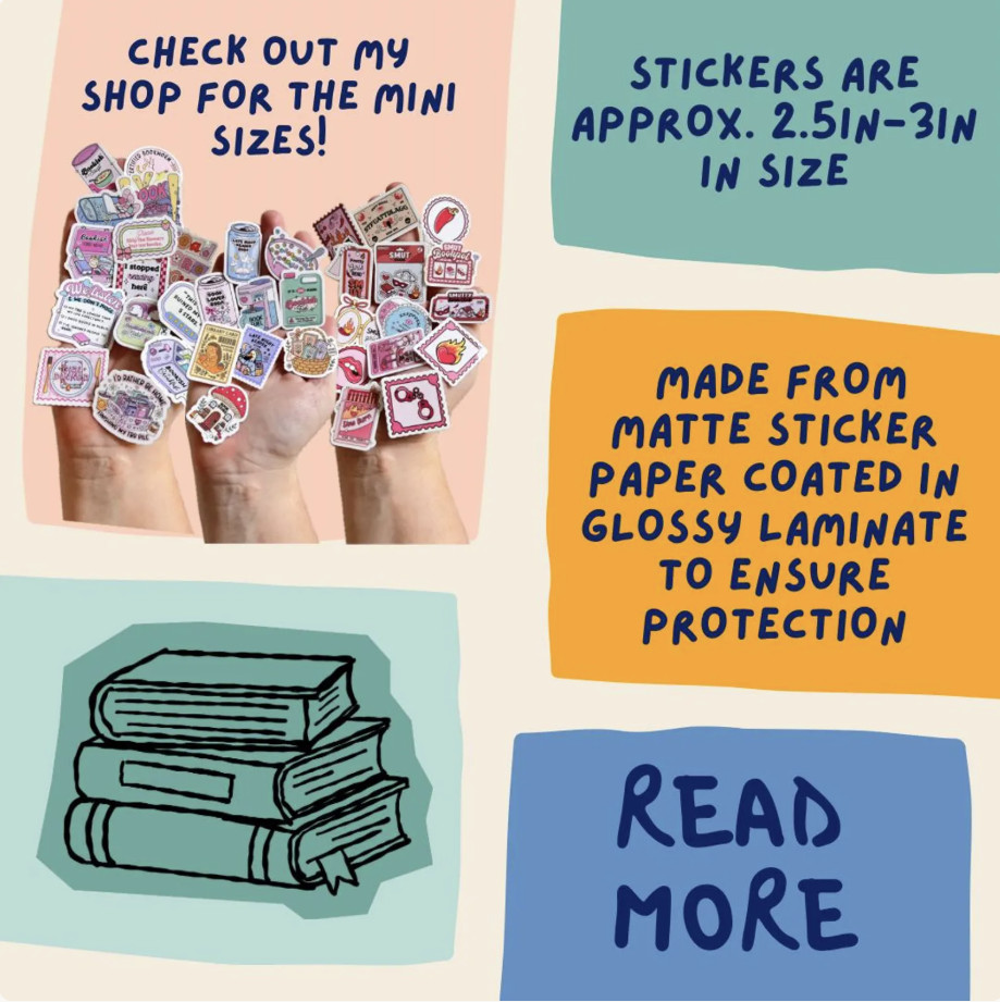 Library Card Reading Hedgehog Sticker Bookish Book Lover Aesthetic