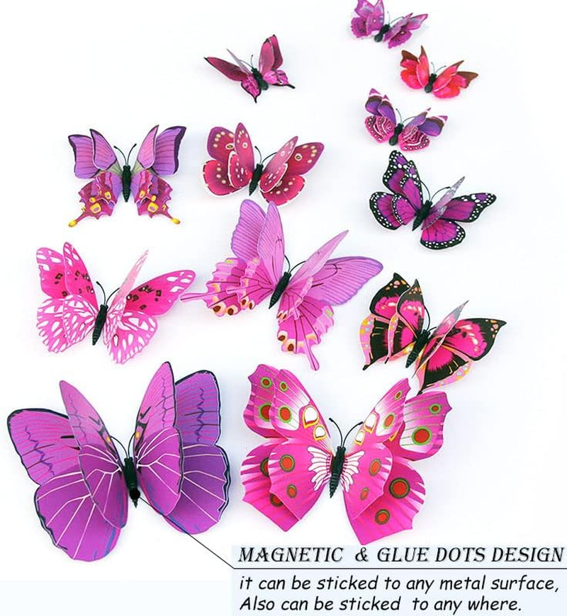 Butterfly Wall Decor 24/48 PCS, 3D Butterflies Stickers for Party Decorations wi