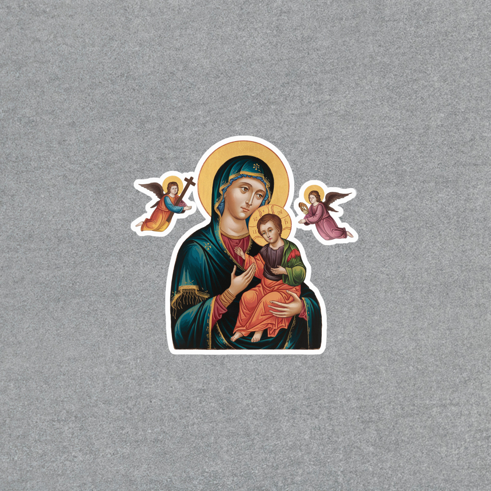 Vintage Religious Madonna and Child Icon Sticker, Catholic Christian Art #3632