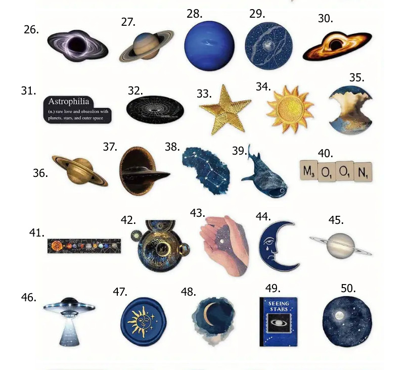 Space Themed Vinyl Stickers – Select A Sticker – BUY2GET8FREE!
