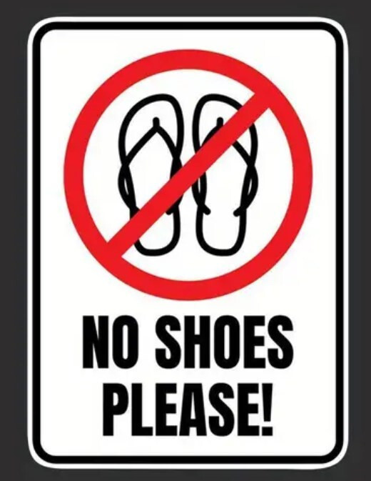 No Shoes Please – sticker decal for window / office / store – 5"x7" – New