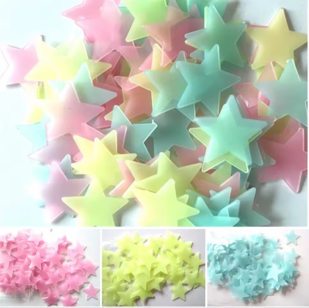 Glow in Dark Stars Blue Green Pink for Ceiling Walls Kids Room Decor 100 Ct. USA