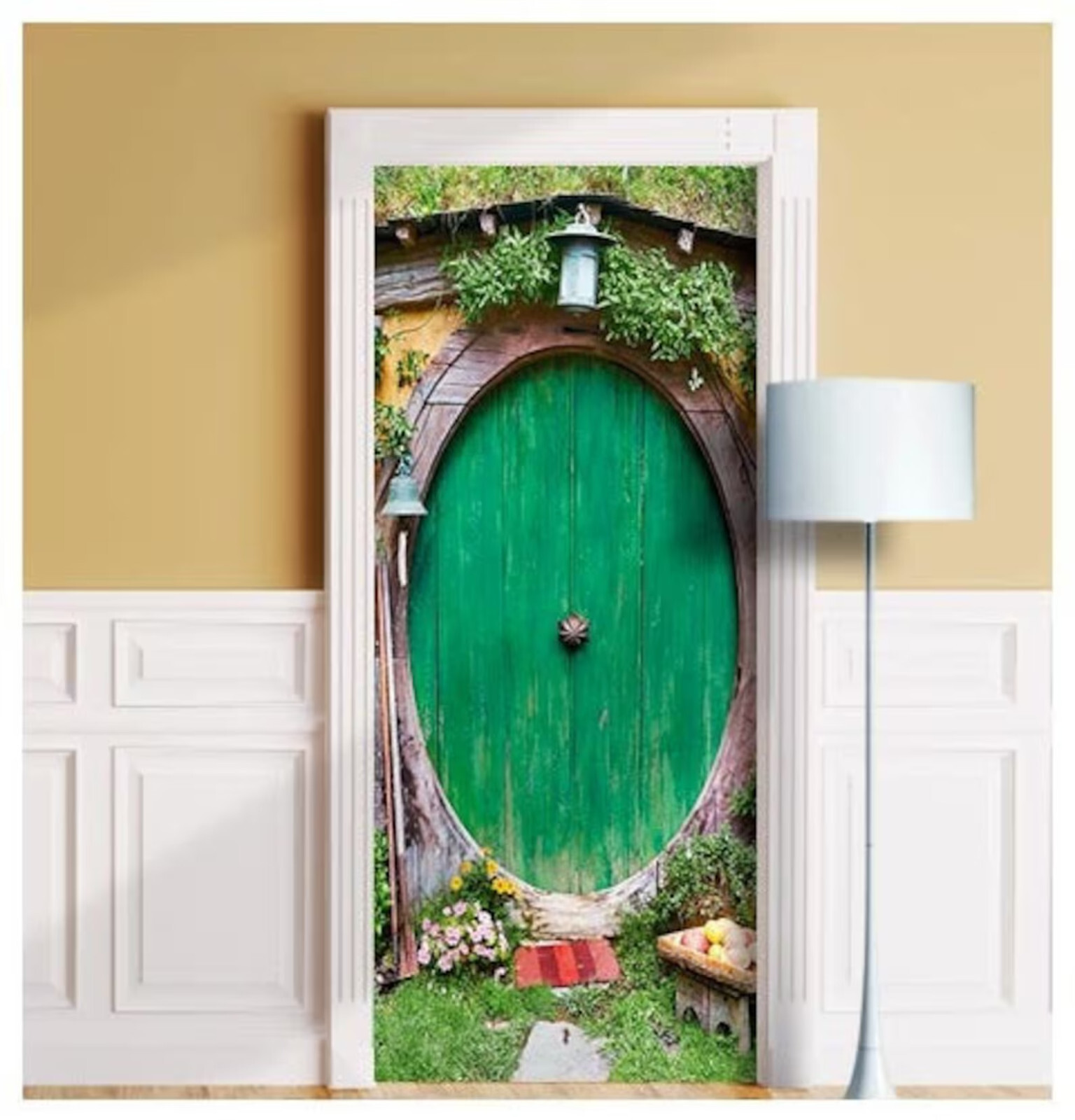 Hobbit House Door Mural Sticker, Laminated Cover, Wrap, Decal, Peel'n'Stick