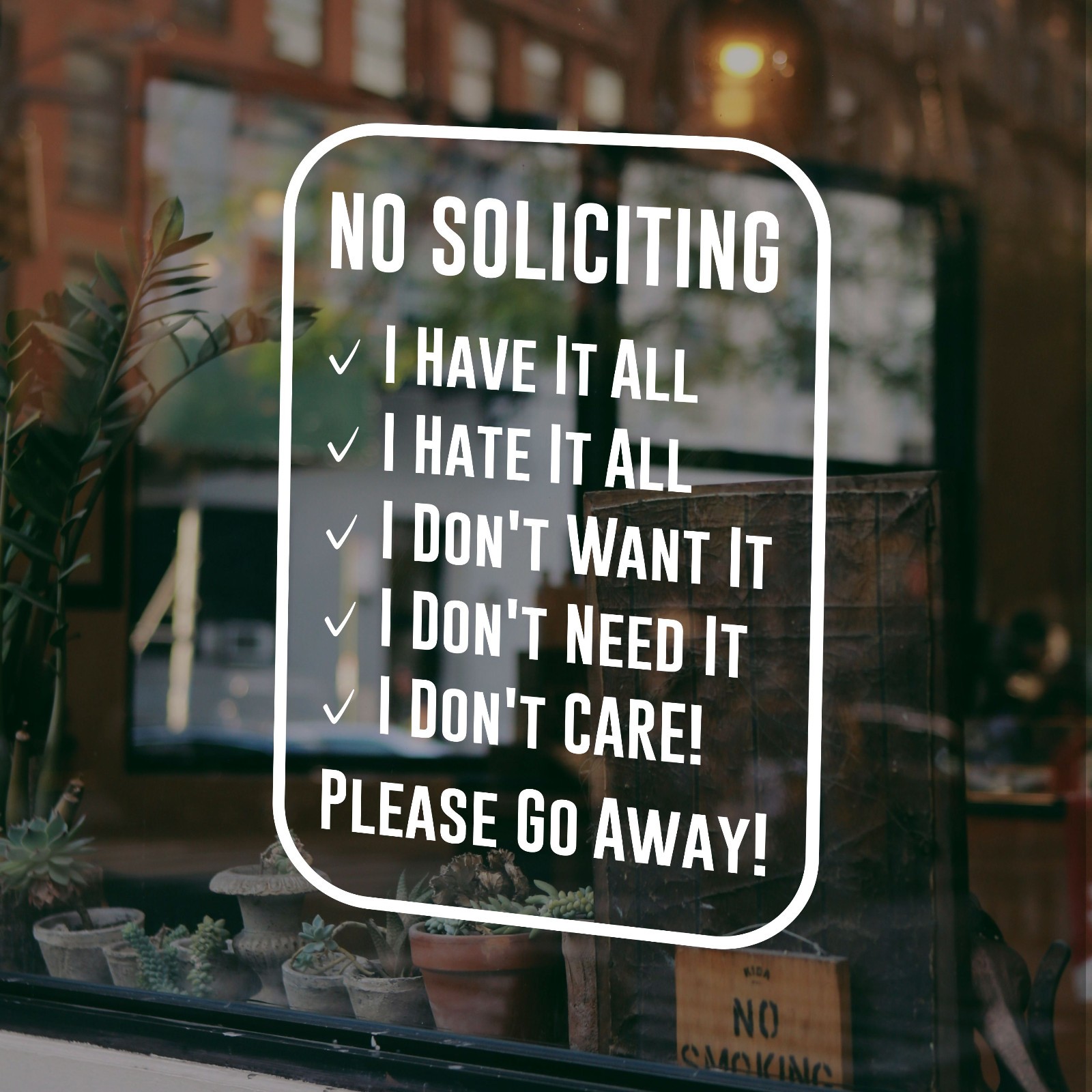No Soliciting Decal Sticker Funny No Solicitation Sign Home Door Business Office