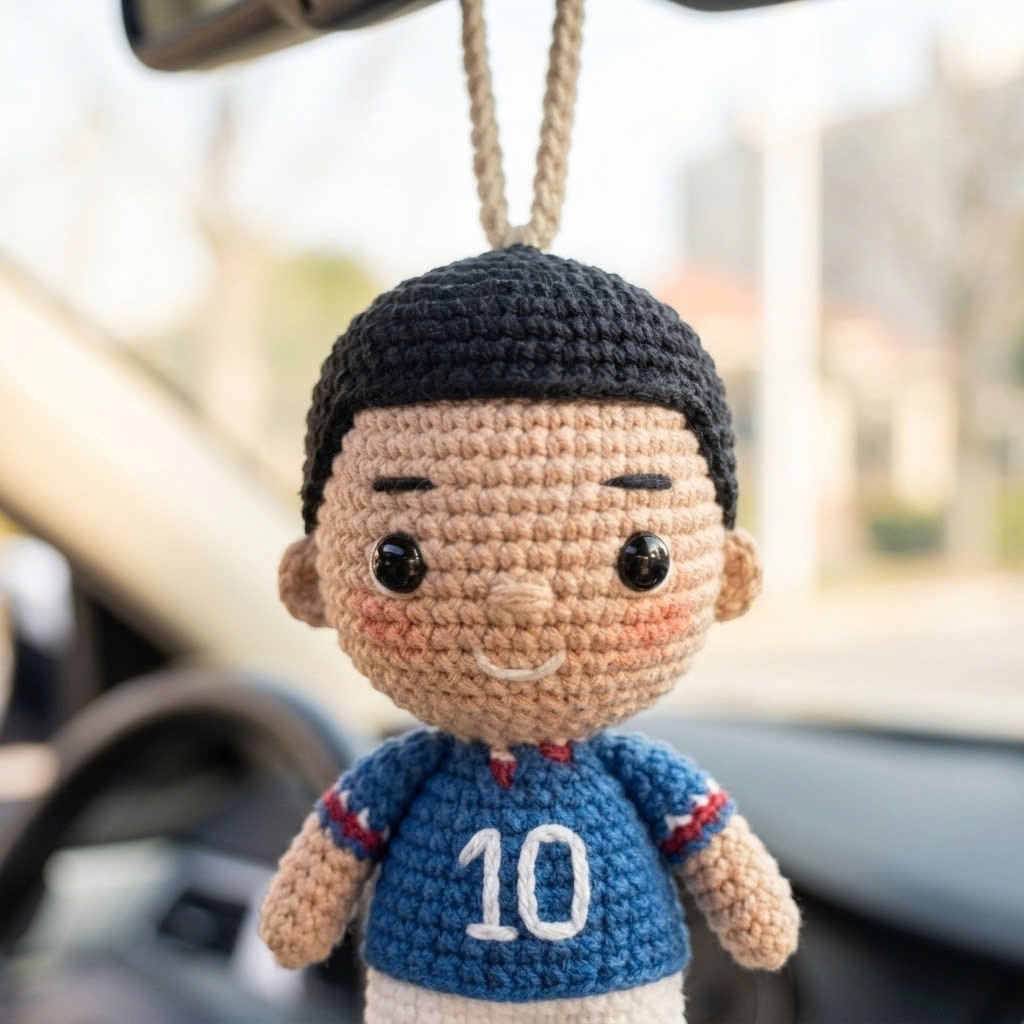 Crochet Sports Doll Keychain Handmade Bag Charm Car Mirror