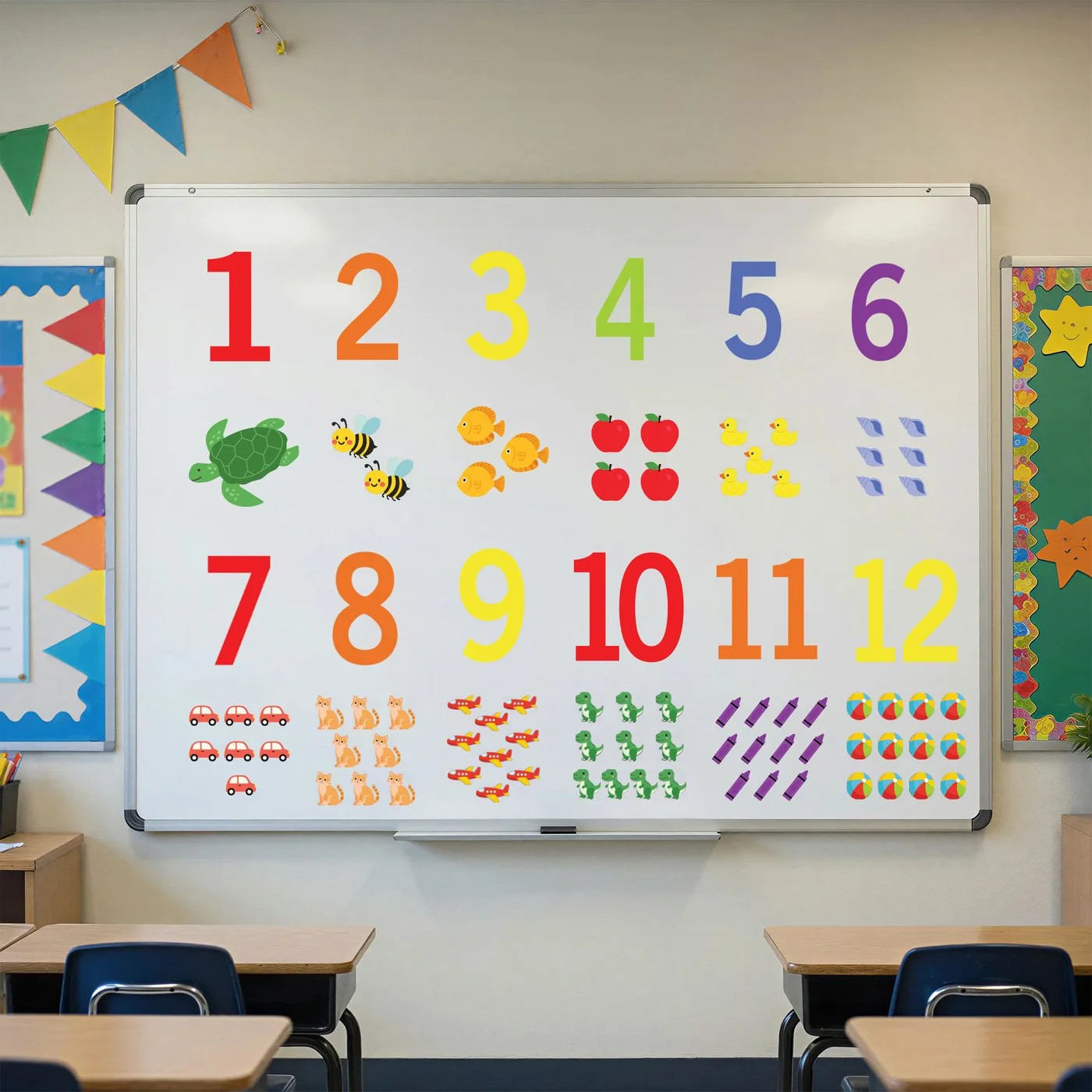 Number Window Clings 24 Piece Counting Set 3 Sheets 12×12 Numbers 1-12 Decals