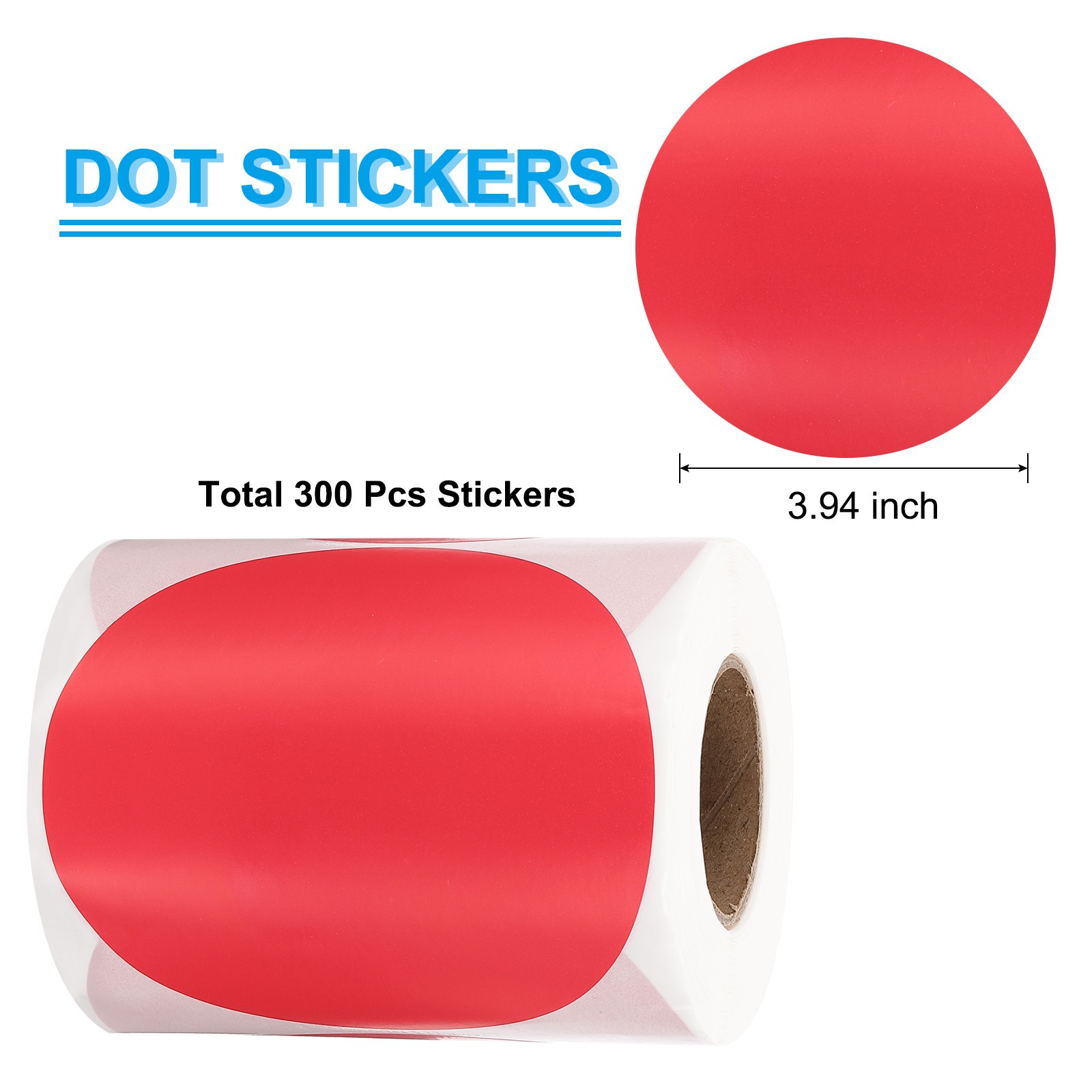 4 Inch Round Thermal Label Stickers for Business, Red (300Pcs)