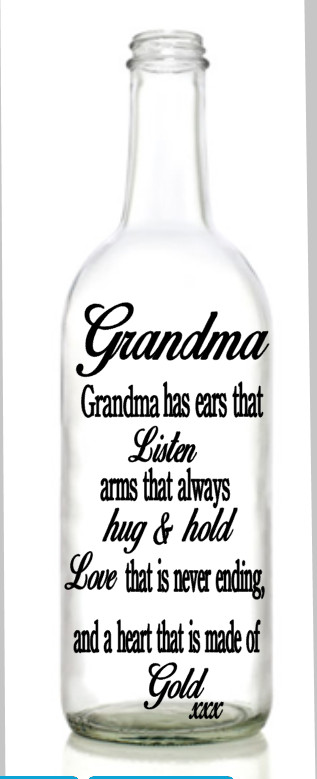 Vinyl Decal Sticker for Wine bottle diy NAN, NANNA ,GRAN has ears that listen