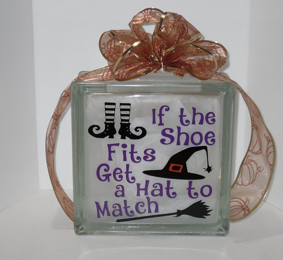 If the shoe fits Halloween decal sticker for DIY 8" Glass Block