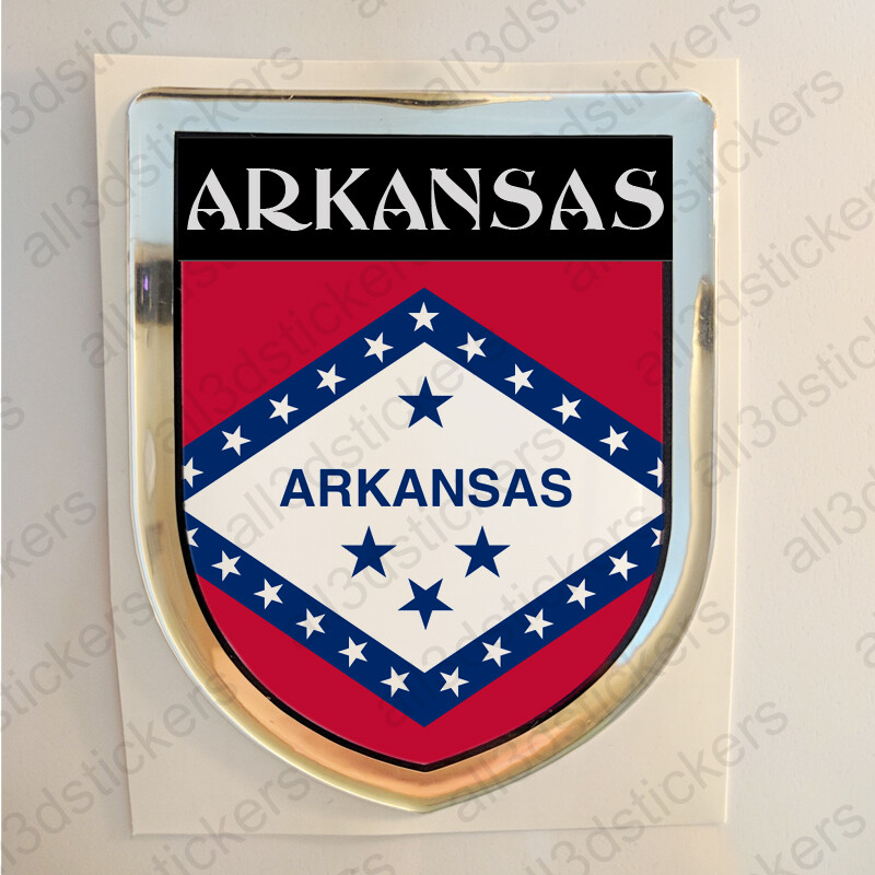 Arkansas USA Sticker Seal Resin Domed Flag United States Stickers 3D Shield