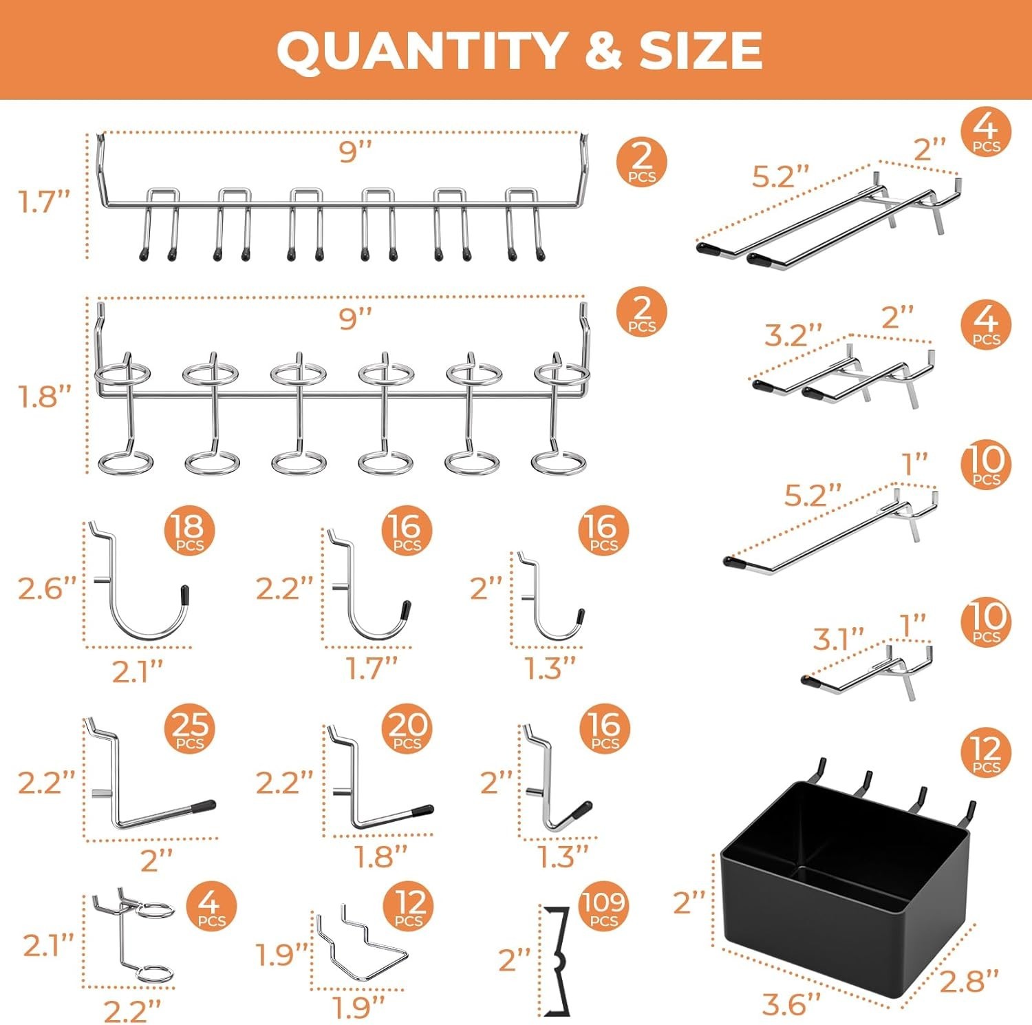 278PCS Pegboard Accessories Organizer Kit, Peg Board Hooks Assortment with Bins