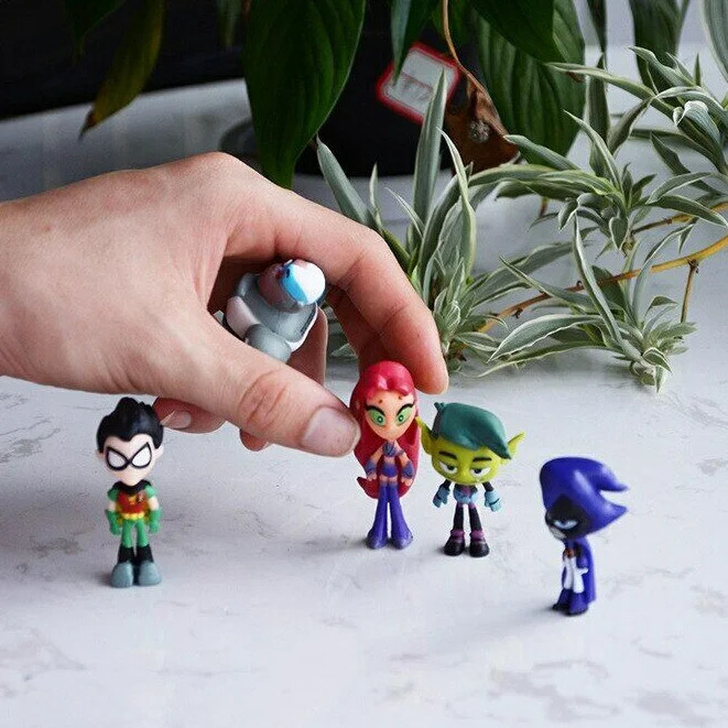 Teen Titans Go Robin Gift Cyborg Beast Boy Kids Toy 5 PCS Action Figure Gift