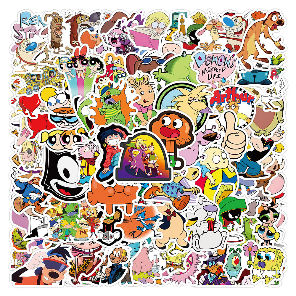 100Pcs 90s Cartoons90 Cartoon Sticker for Adults Teens Girls Water Bottles