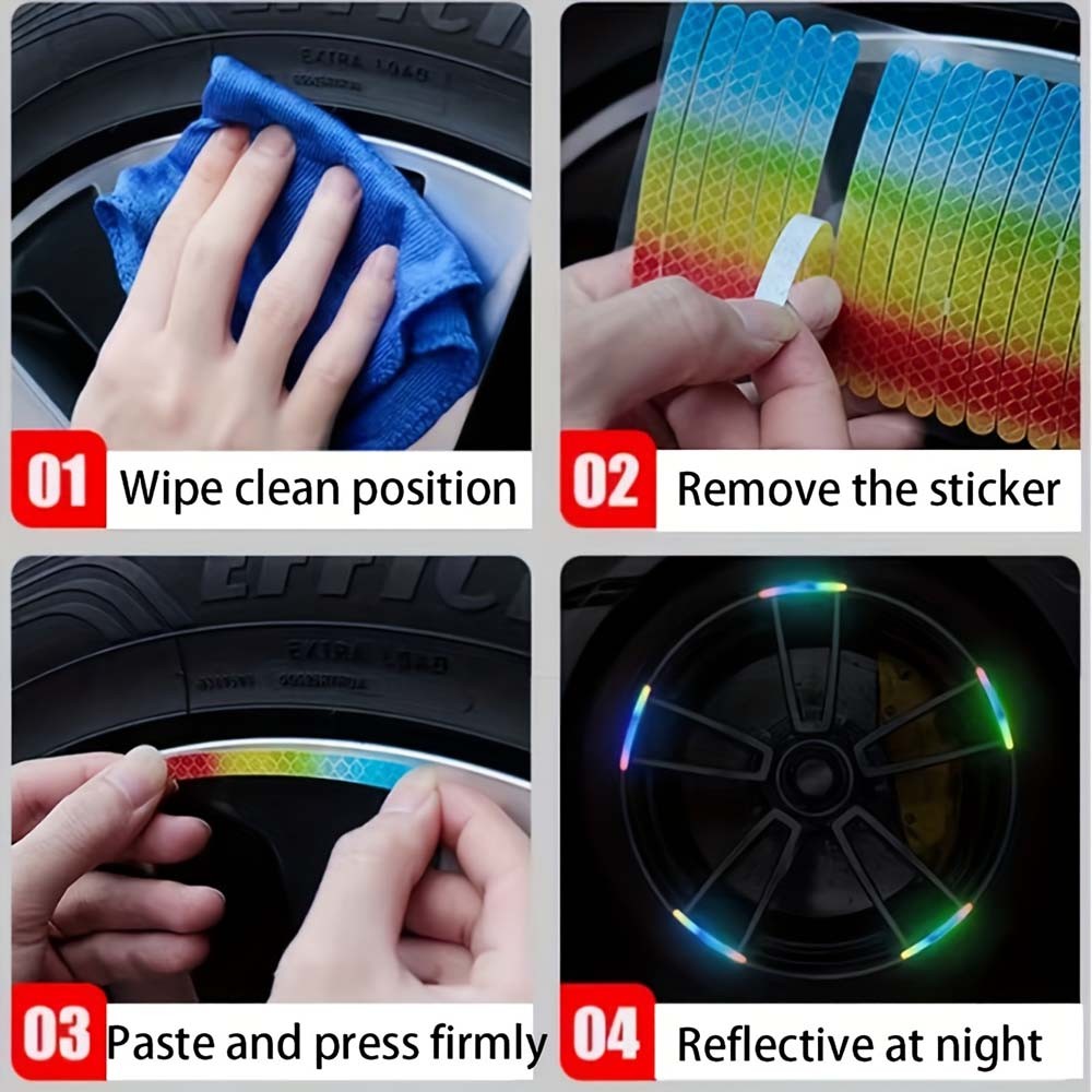 20PCS Non-Damaging Lightweight Compact 20PCS Bicycle Striped Reflective Stickers