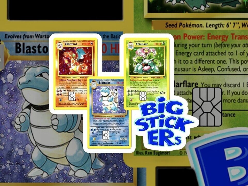 Credit Card SMART Sticker Skin Cover Pokemonstar Charizard, Blastoise, Venusaur.