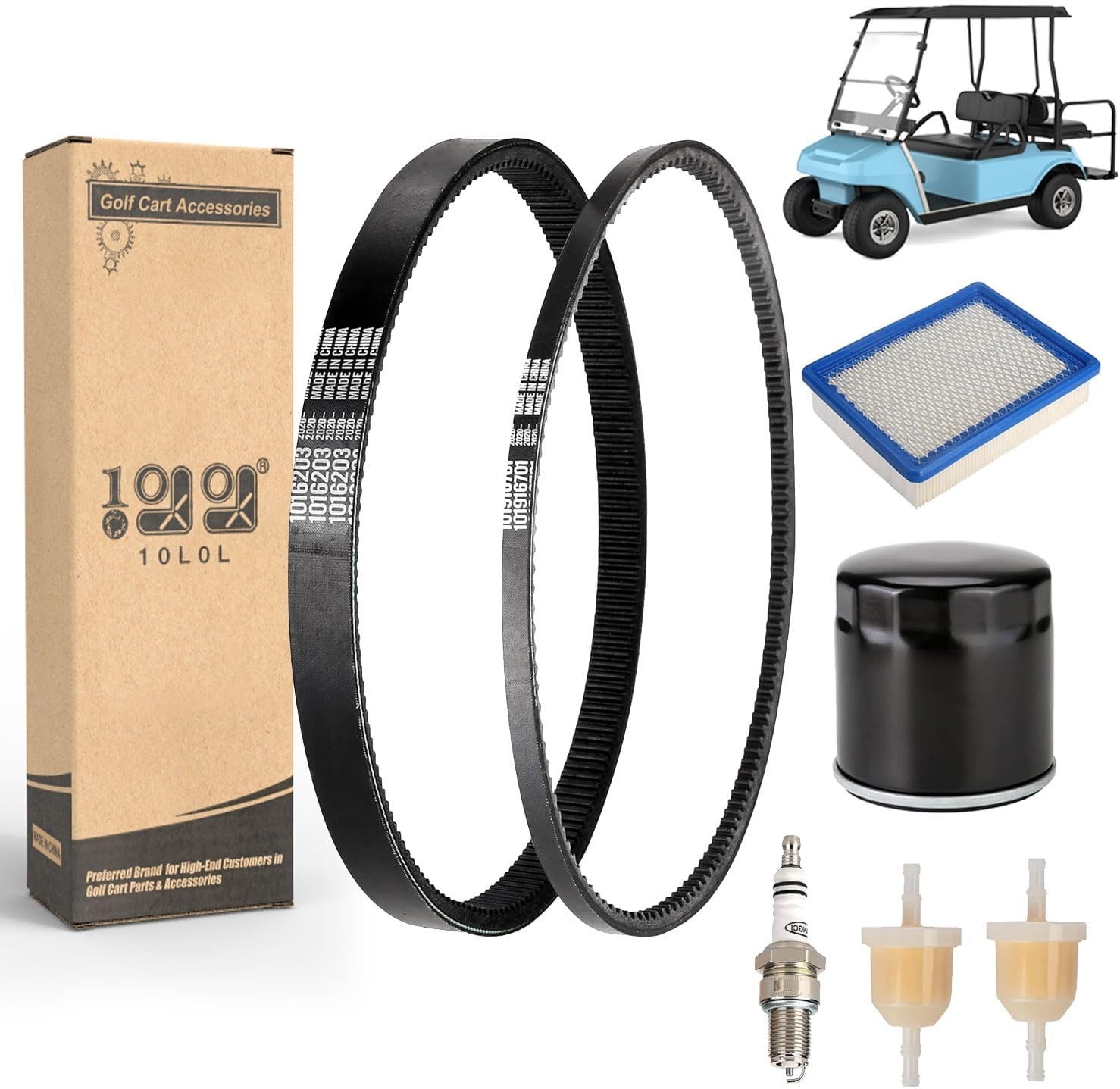 Golf Cart Tune up Kit Drive Belt & Starter Generator Belt for 1992-2004 Club Car