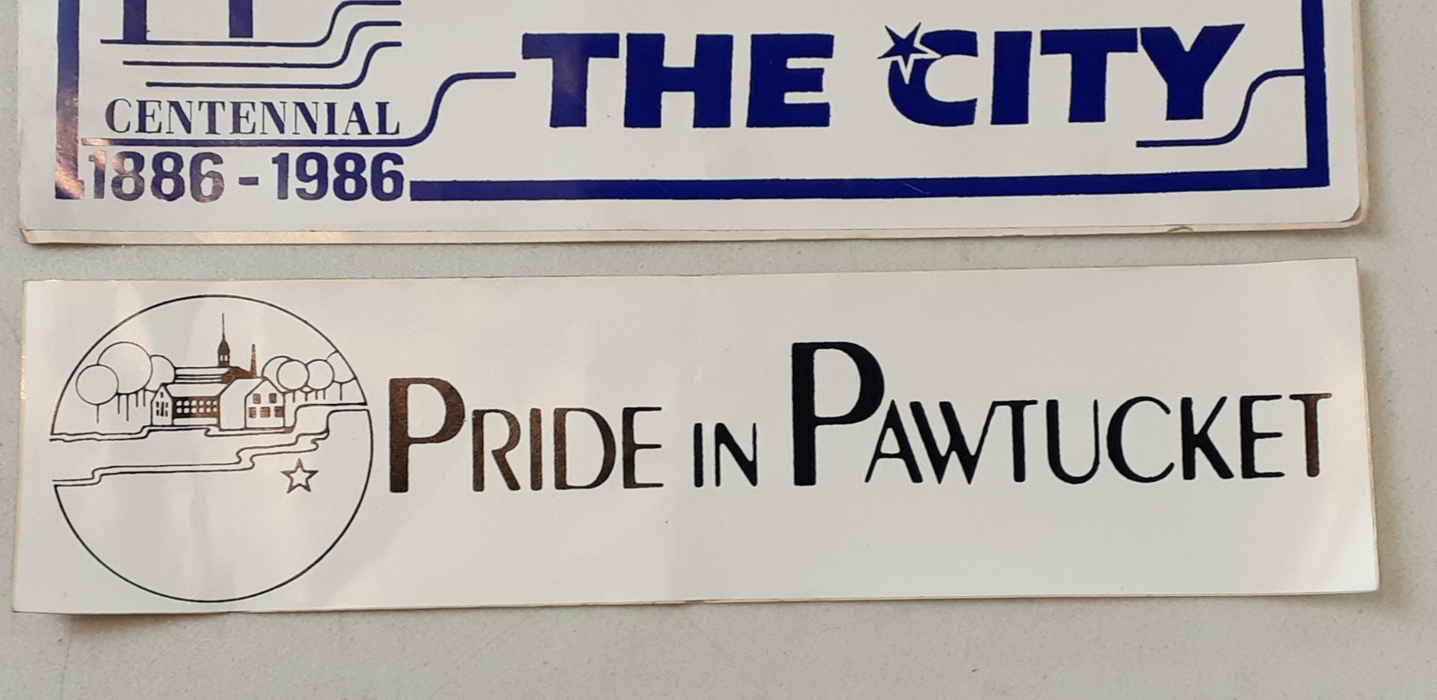 Lot of 3 VINTAGE Pawtucket Rhode Island Bumper Stickers Pride 1986 Centennial