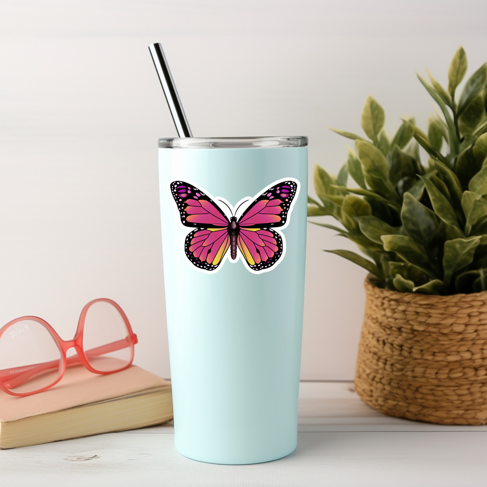 NEW- Butterfly Vinyl Sticker Decal | Colorful Monarch-Inspired | 3 x 2.1 INCHES