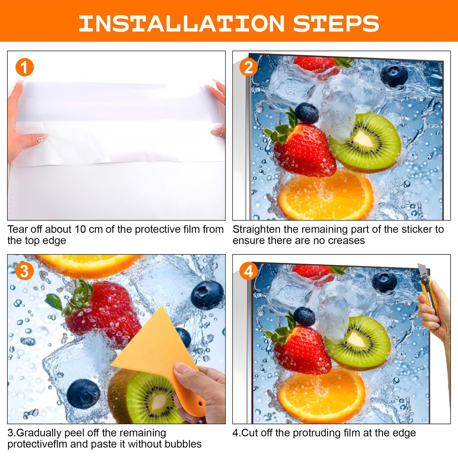 -Adhesive Vinyl Refrigerator Stickers Peel and Stick Removable Wallpaper for …