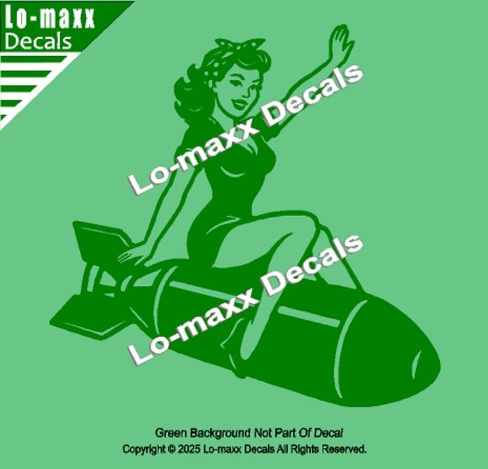 WW II Hot Sexy Girl Bomb Nose Art Decal Die Cut Vinyl Sticker Multi Size/Color