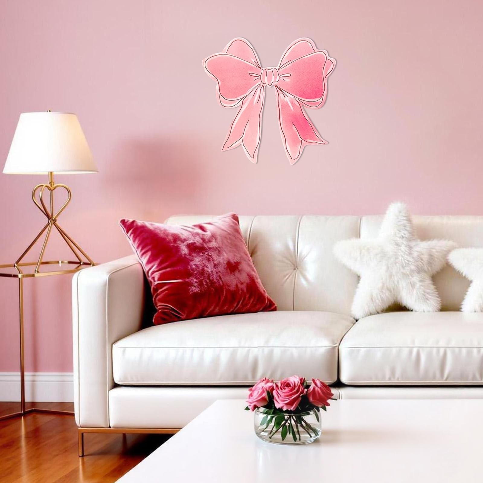 Metal Pink Bow Coquette Room Wall Art Decor,12" Cute Pink Bow Wall Sculpture…