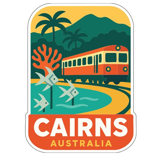 Cairns Australia Sticker Decal Vinyl Die-Cut City Skyline Landmark Design