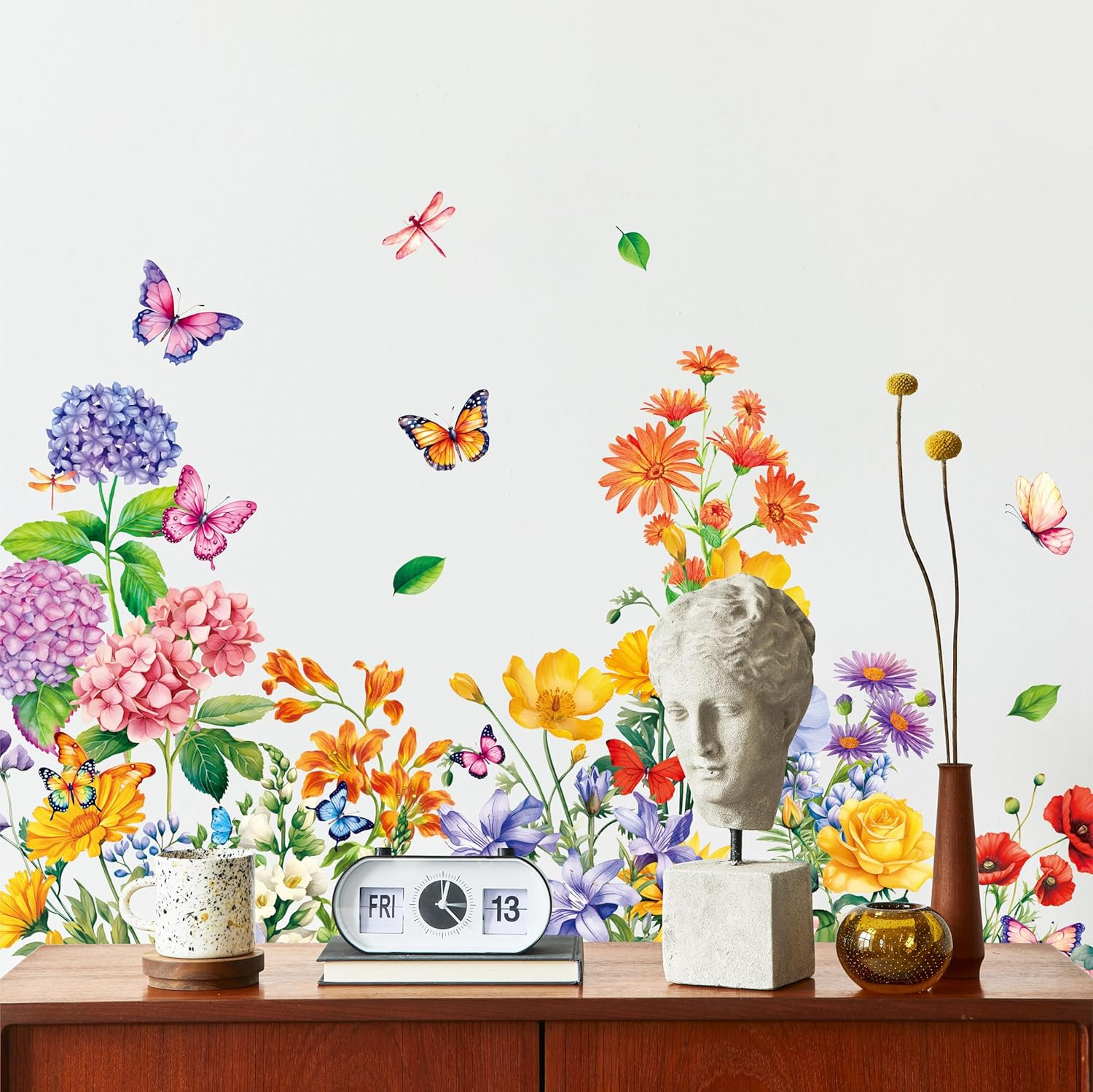 113 PCS Flower Wall Decals, Self-Adhesive Vinyl Wall Stickers, Wildflower, Butte