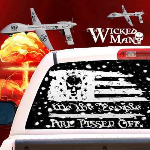 The Wicked Man – We The People Are Pissed Off Flag Stars Left Decal Sticker