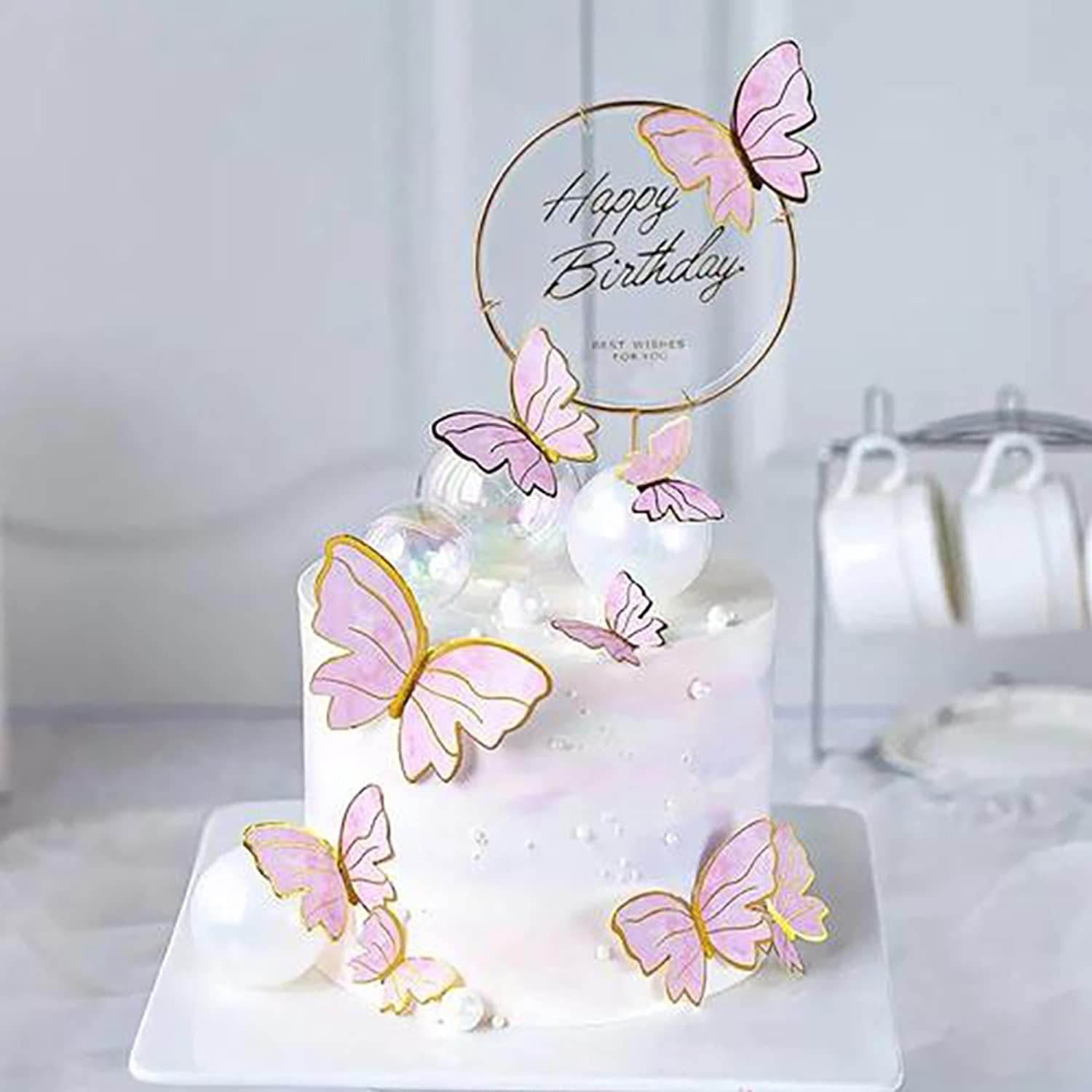 Elegant 11-Piece Gold Butterfly Cake Decor Set for Magical Girls' Celebrations