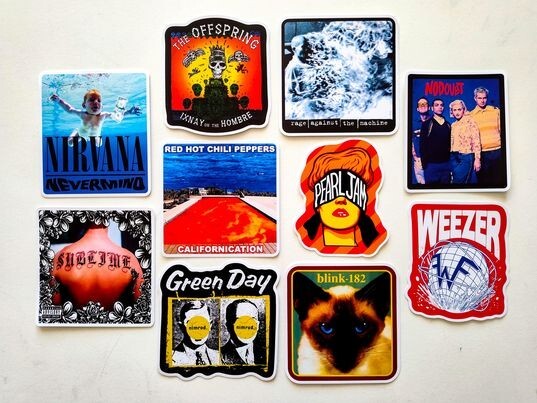 Alt 90s Bands Vinyl Sticker Pack Set 14 (10) Album Covers Nirvana Sublime RHCP +