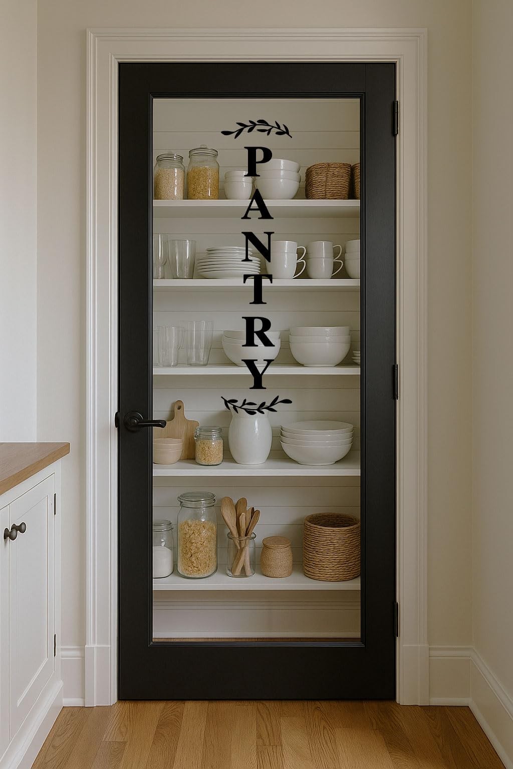 Pantry Door Decal – Black Vinyl Kitchen Sticker – 27.5 x 6.6 in,