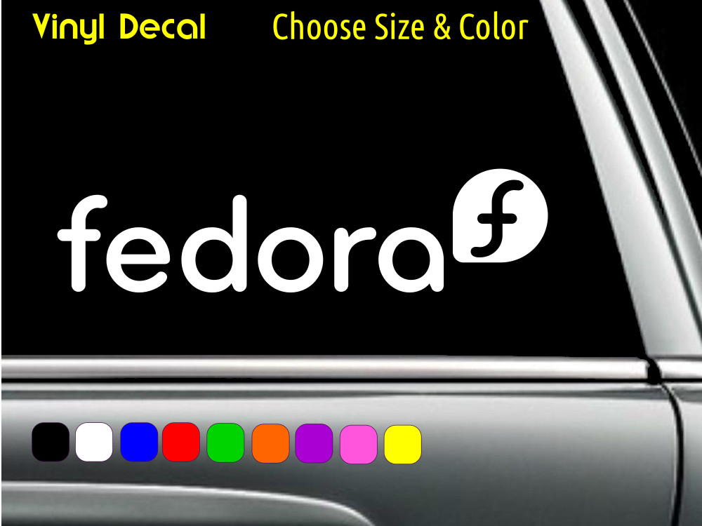 FEDORA Linux text logo Vinyl Decal Laptop Car Window Sticker CHOOSE SIZE COLOR