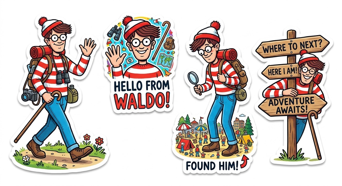 4 Where's Waldo Decal Stickers Phone Laptop